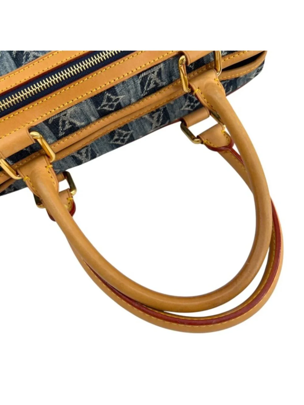 Louis Vuitton Monogram Denim Cavaliere GM Handbag Blue 2-Way